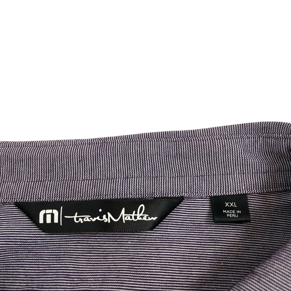 Travis Mathew Golf Polo Shirt Pima Cotton Blend Mens XXL 2XL Purple Striped - Picture 8 of 9